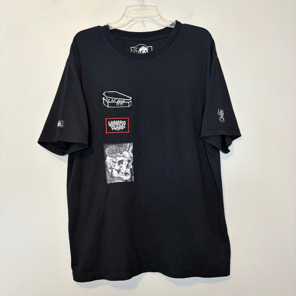 Lurking Class Sketchy Tank Mens XL Black Triple Patch Graphic T-Shirt Skull